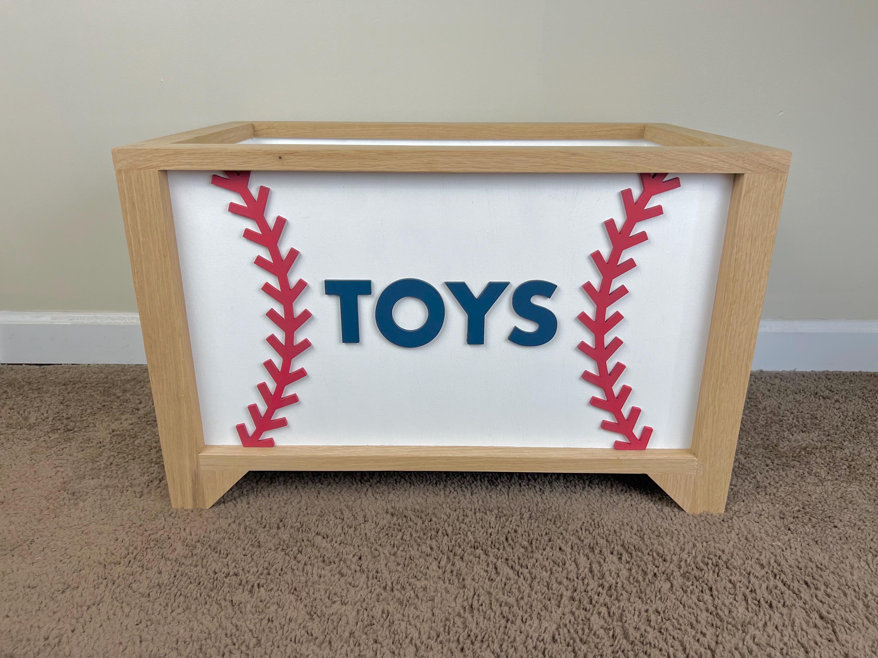 Personalized Baseball Wood Toy Box - Handcrafted Toy Chest - Etsy