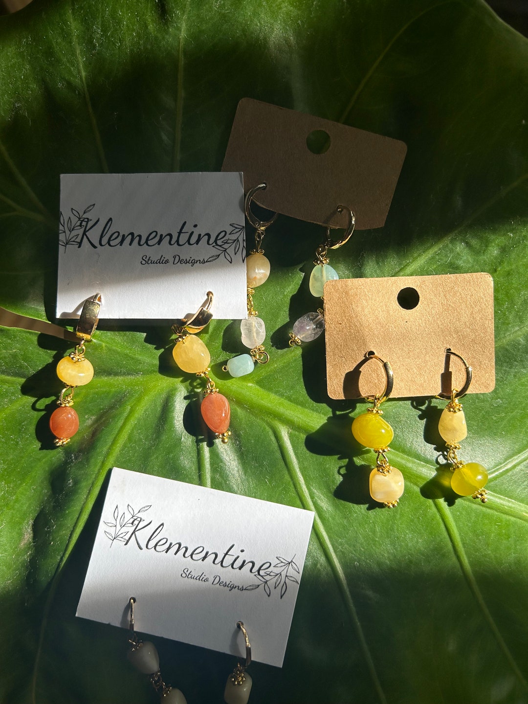 Multigemstone Dangle Hoop Earrings 24k Gold Filled Hoops Etsy