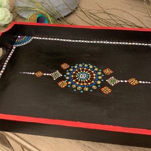 Hand painted wooden tray