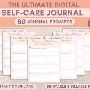Digital Journal Prompts, Self-Care Journal Prompts, Mental Health Journal Printable, Self-Love Journal, Self-Care Planner Templates