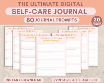 Digital Journal Prompts, Self-Care Journal Prompts, Mental Health Journal Printable, Self-Love Journal, Self-Care Planner Templates