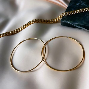 Gold thick hoop earrings, stainless steel hoops, 18k gold plated hoop earrings, Christmas gift, valentines day gift for her