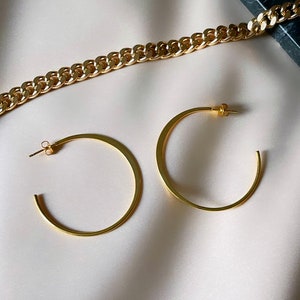 Gold hoop earrings, stainless steel hoops, 18k gold plated hoop earrings, Christmas gift, valentines day gift for her