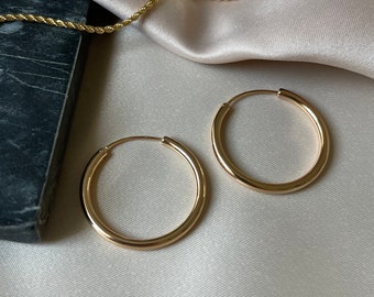 Gold thick hoop earrings, stainless steel hoops, 14k gold plated hoop earrings, Christmas gift, valentines day gift for her