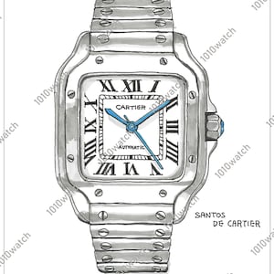 Digitaler Download Kunst - CARTIER Santos Illustration