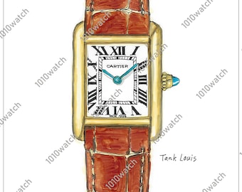 Digital download Art- CARTIER Tank Louis illustration
