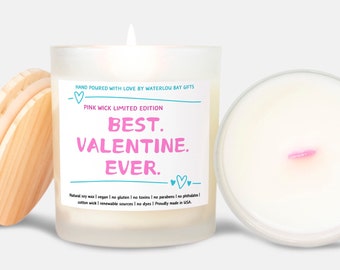 Best Valentine Ever Candle, Valentines Day, Gift for Her, Anniversary gift, Girlfriend, Pink Candle, Frosted (Pink Wick) Glass