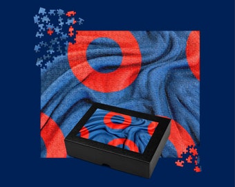 Puzzle - Phish Fishman Blue/Red Donut Wrinkled Dress