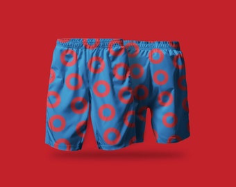 Phish Fishman Rot/Blaue Donut-Basketballshorts – bequeme Sportkleidung