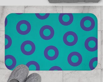 Phish Fishman Donut Bath Mat - Personalized Microfiber Decor for a Safe and Stylish Bathroom - Teal/Purple