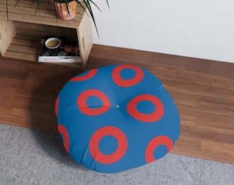 Phish Fishman Donut Pattern Tufted Round Floor Pillow - Lounge in Musical Style!