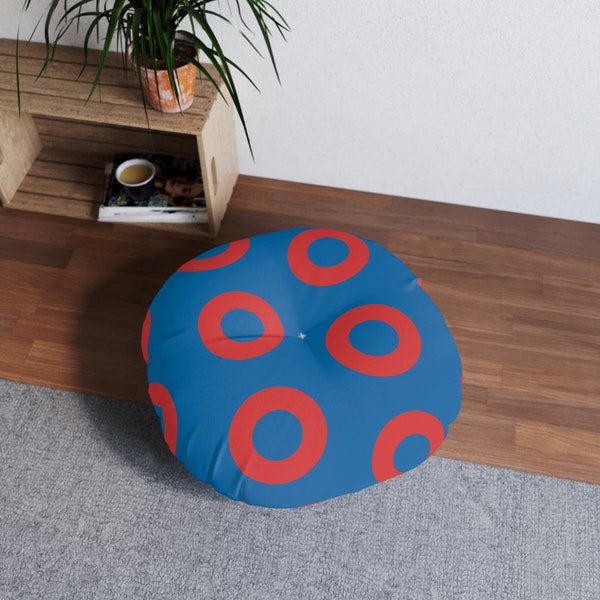 Phish Fishman Donut Pattern Tufted Round Floor Pillow - Lounge in Musical Style!