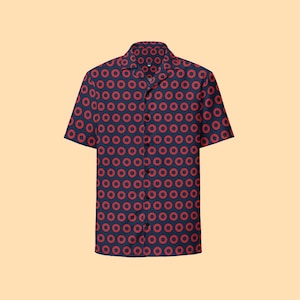 Unisex Button Shirt With Navy And Red Phish Fishman Donut – Lightweight, Moisture-Wicking