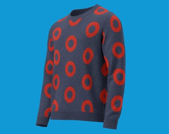 Phish Fishman Donut Pattern Knit Crew Neck Sweater - Medium Donuts