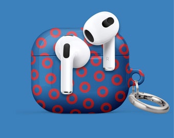 Phish Fishman Donut AirPod Case: Blue & Red Polycarbonate, with Carabiner
