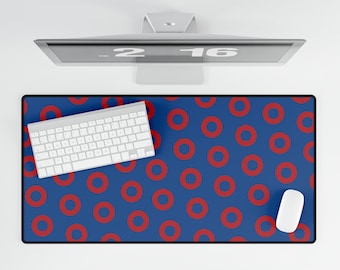 Phish Fishman Red and Blue Donut Desk Mat - 3 Sizes - Durable, Stylish Workspace Protection
