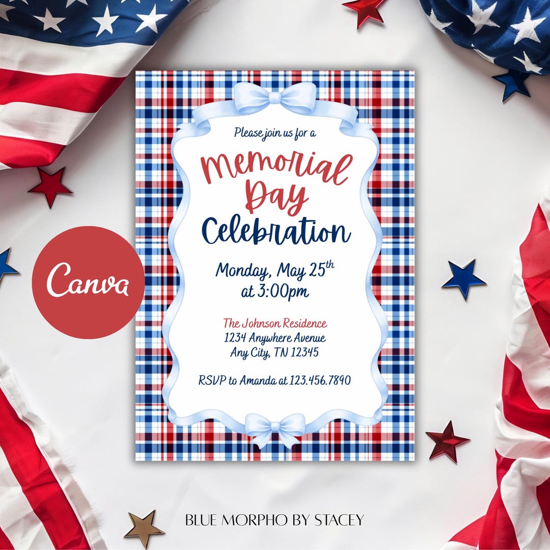 Memorial Day Celebration Invitation | Patriotic Party Template (digital ...