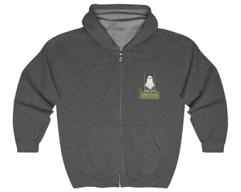 Ghost on a Swing Zip up Hoodie, Halloween Sweatshirt, Spooky