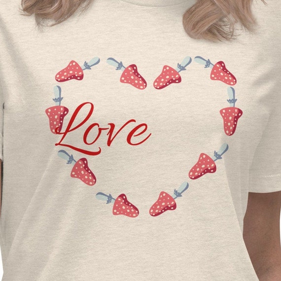 Mushroom Heart Valentines T-Shirt, Valentines Gifts For Her