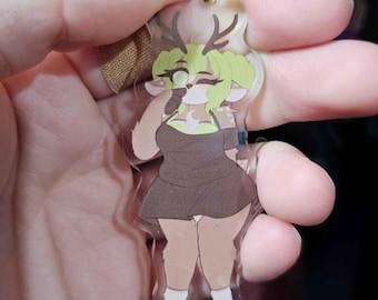 Minty Deer Furry V2 Keychain | Double-sided Acrylic Charm (3 Inch)