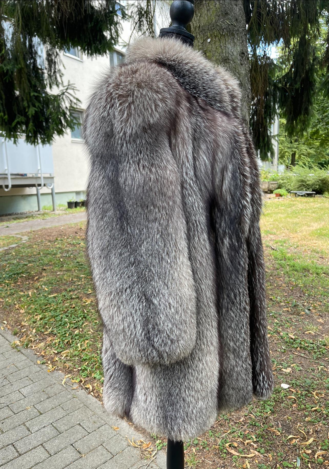 XL Indigo Fox Fur Coat - Etsy