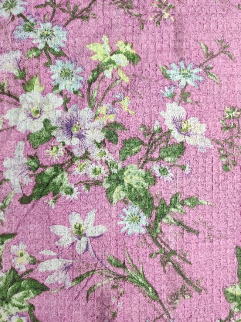 44 Wide Floral Printed Waffle Fabric by the Yard Towel Fabric