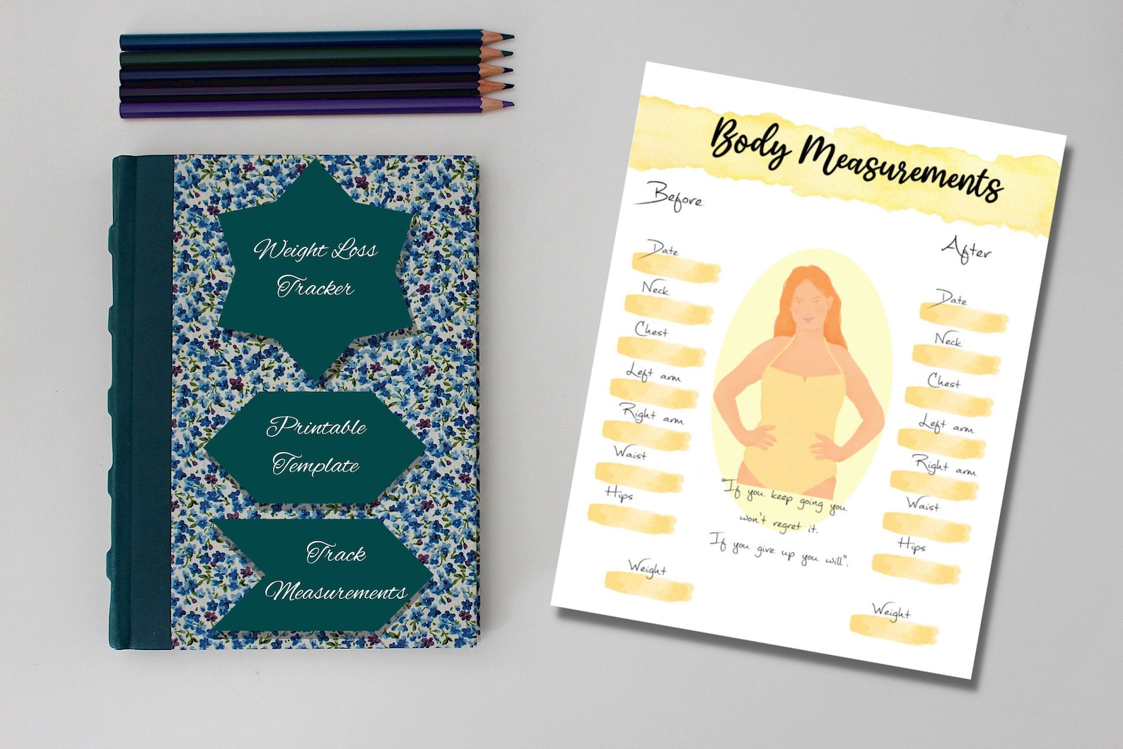 Body Measurement Tracker | Spring Design | Before and After | From Neck ...