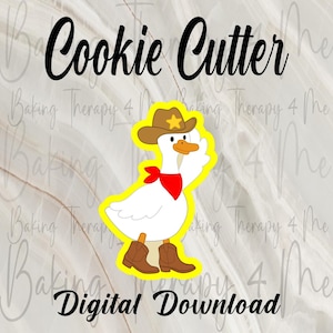Pobierz cyfrową foremkę do ciastek Cowboy Goose | Foremka do fondantu lub gliny | Plik STL, druk 3D | Silly Goose | Pobierz materiały do pieczenia, 4 rozmiary