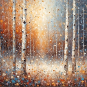 Impressionist Birch Forest Print: Mystical Landscape Wall Art (Digital Download)