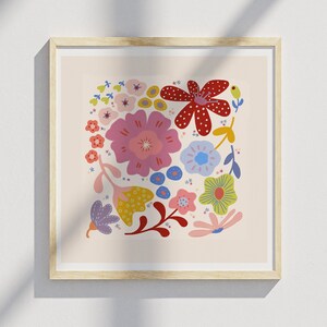 Colorful and bright floral art print / art for cubicle / art for office / art for dorm