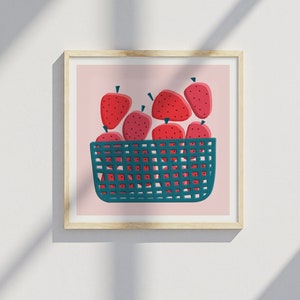 Strawberry Basket Illustration / Art for cubicle / Art for office / Art for dorm