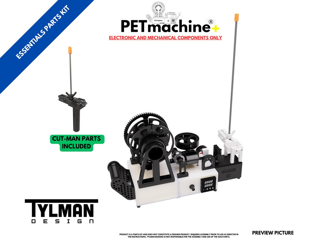 Essential parts kit for PETmachine+ - Create your own 3D printing filament from plastic bottles at home!