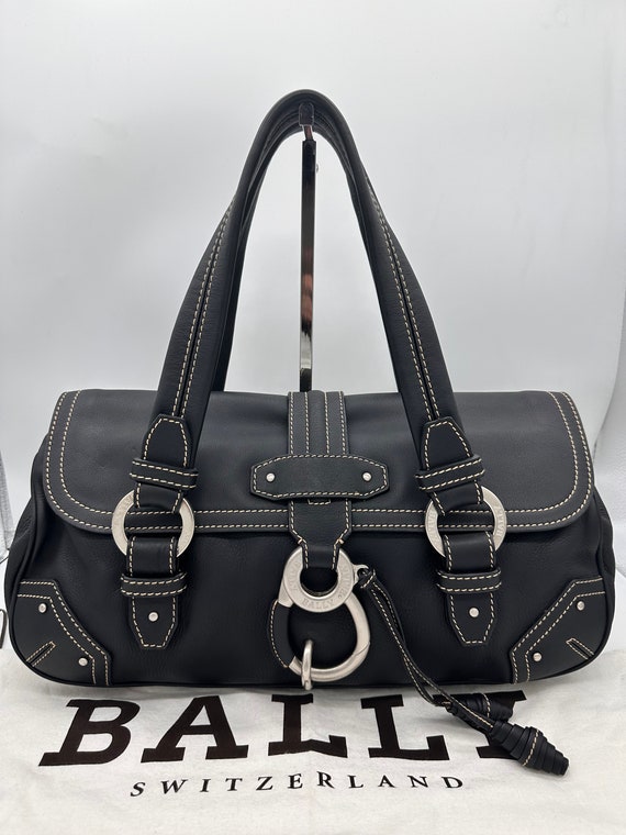 BALLY 紺レザー バックル ベルト　布製袋付き レザーグッズモリヤ｜スマートバックル｜穴無しベルト【MORIYA