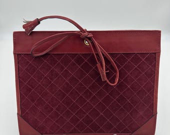 Vintage Yves Saint Laurent Burgundy Leather and Suede Clutch