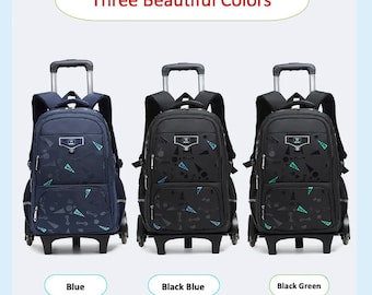 Wadan Boys 6-Wheels 18.50-Inch Rolling Backpack Kids’ Luggage Wheel Backpack for School Shoulder bag and Trolly bag