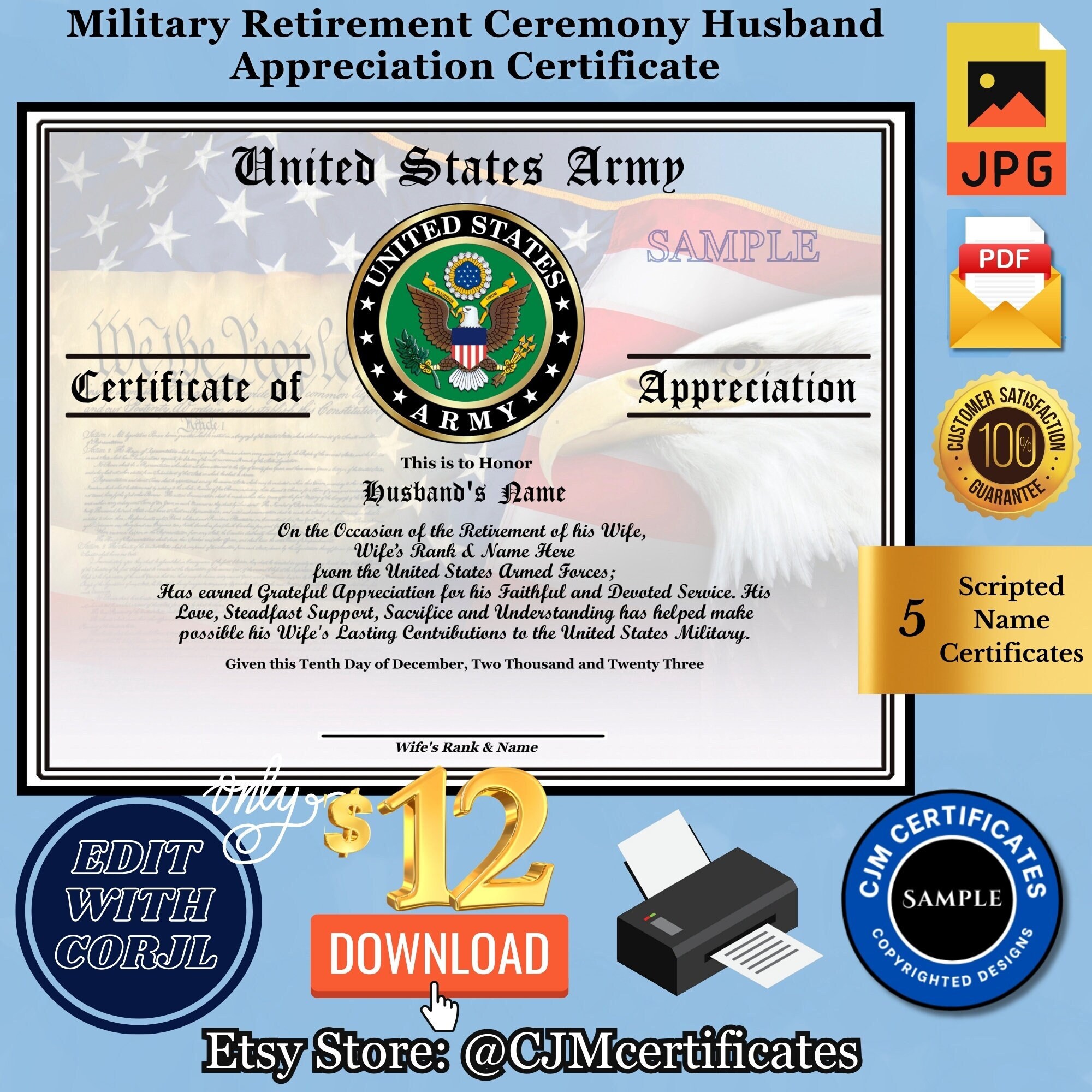 Military Certificate Templates Military Certificate Templates