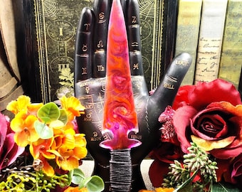 Prismatische hars Athame, veelkleurige epoxydolk voor heilige ruimte, wicca-spellwork en heidens ritueel gieten, heksencadeaus, metafysische geschenken