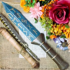 Norse Pagan Ritual Blade, Epoxy Resin Elder Futhark Rune Athame, Nordic Design Altar Piece, For Sacred Space or Ancient Viking Decor
