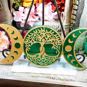 Triple Moon Goddess Tree of Life | Wiccan Altar Wall Hanging | Pagan Witch Gift & Sacred Feminine Decor