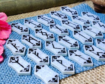 Elder Futhark Runes Set | Norse Pagan Divination Tools, Runic Alphabet Altar Kit | Scrying Gift