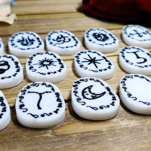 Secular Witch Casting Runes, Epoxy Resin Scrying & Divination Stones ...