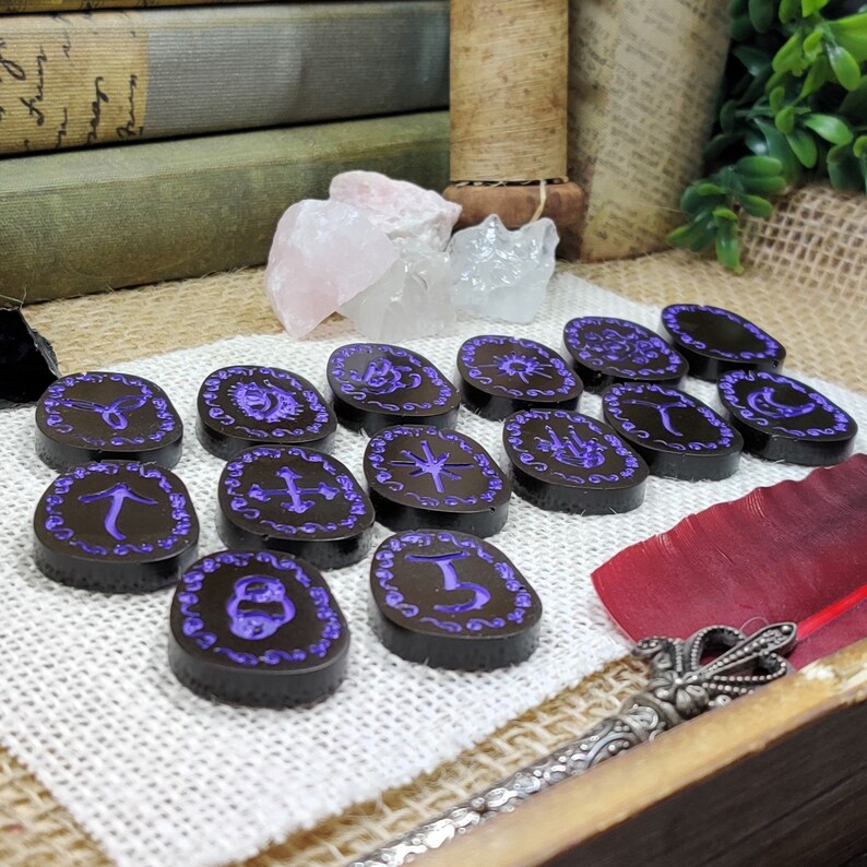 Secular Witch Casting Runes, Epoxy Resin Scrying & Divination Stones ...