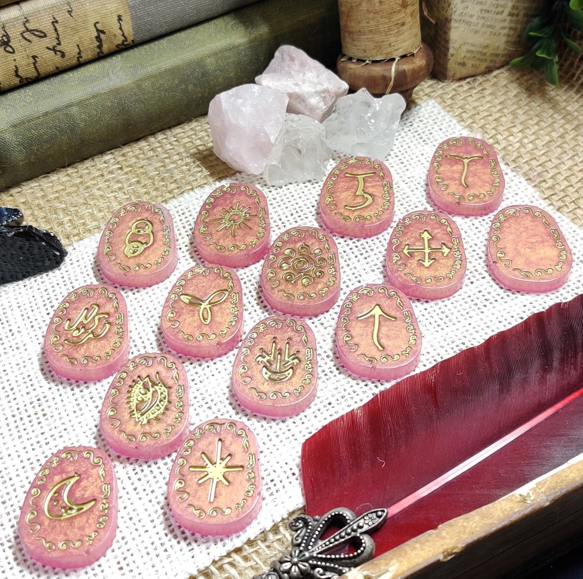 Secular Witch Casting Runes, Epoxy Resin Scrying & Divination Stones ...