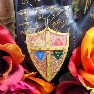 Alchemy Shield Necklace | Four Elements Pendant | Spiritual Protection Occult Jewelry