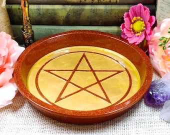 Enchanted Pentacle Altar Bowl | Wiccan Ritual & Jewelry Holder | Gothic Witchcraft Offering Dish