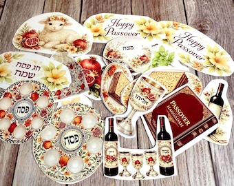 Juego de pegatinas de vinilo para Pésaj / 20 pegatinas para festividades judías / Scrapbooking, agenda, pegatinas