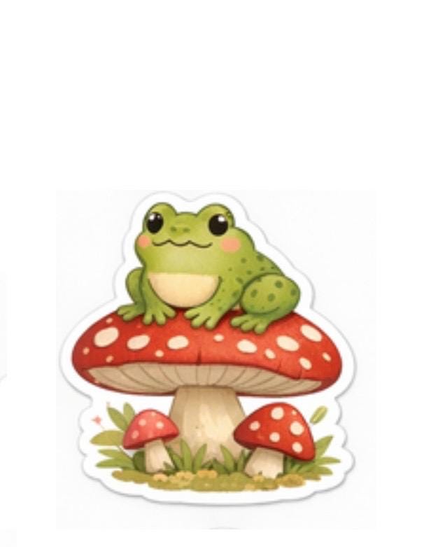 Mushroom Sticker Pack | Kawaii Frog, Fairy, Cottagecore Vinyl Stickers ...
