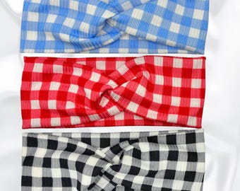 Gingham Headbands, Turban Twist Headbands, Mommy and Me, Spring Headbands, Hair Accessories, Gift for Nurse, Gift for Mom