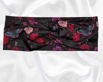 Floral Moth headband, Hair Accessories, Soft and Stretchy Headband, Turban Twist Headband, Mom Life