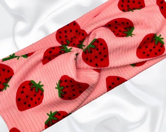 Strawberry Turban Twist Headband: Soft Stretchy Hair Accessory